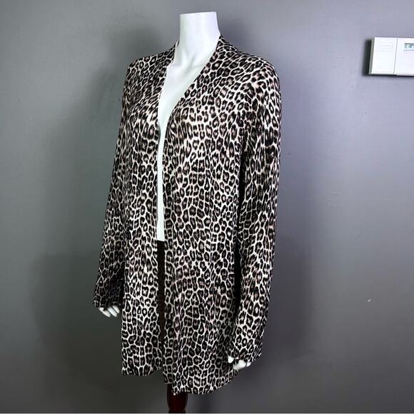 Chico's cardigan XL longline cascade open leopard capsule mobwife light weight - Picture 1 of 8
